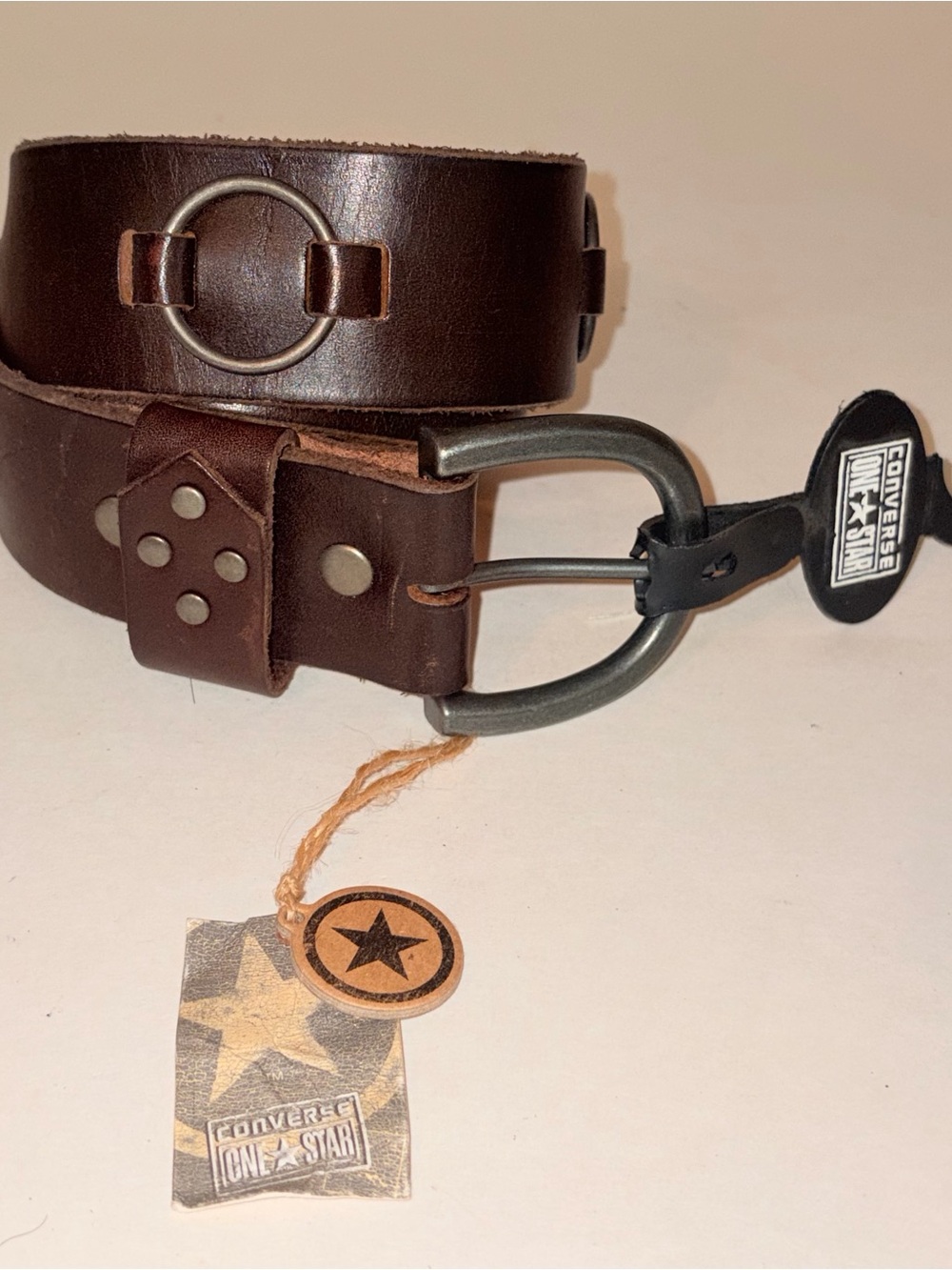 Converse One Star Dark Brown Leather Decorative O Ring Belt